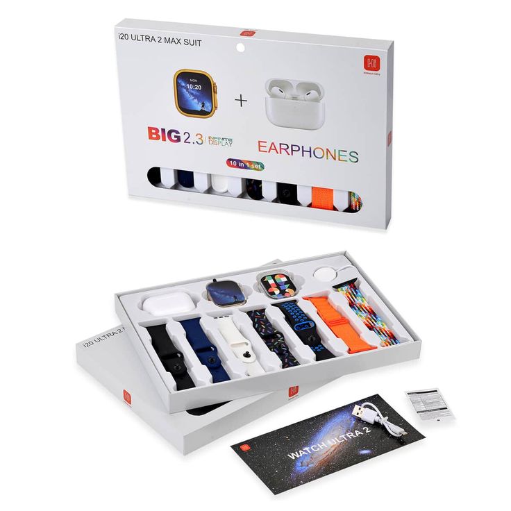 i20 Ultra Max Suit Smart Watch – 2.3" Big Display + Wireless Earbuds (Series 8 Style)